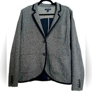 LANDS END Gray/White Blend w/Black Trim, Blazer Jacket, Size 16, GUC.